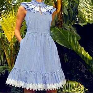 Blue stripe Ted Baker lace appliqué dress